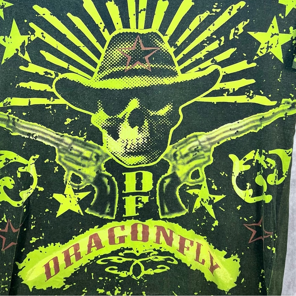 Dragonfly Clothing Company Shirt Mens Large Green Graphic Crew Neck - Picture 2 of 8